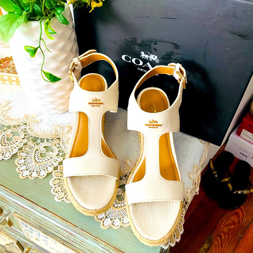 COACH LeeAnne Peb Grain Leather Wedges